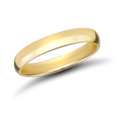 9ct Yellow Gold Premium Weight D-Shape Profile Mirror Finish Wedding Ring 4mm