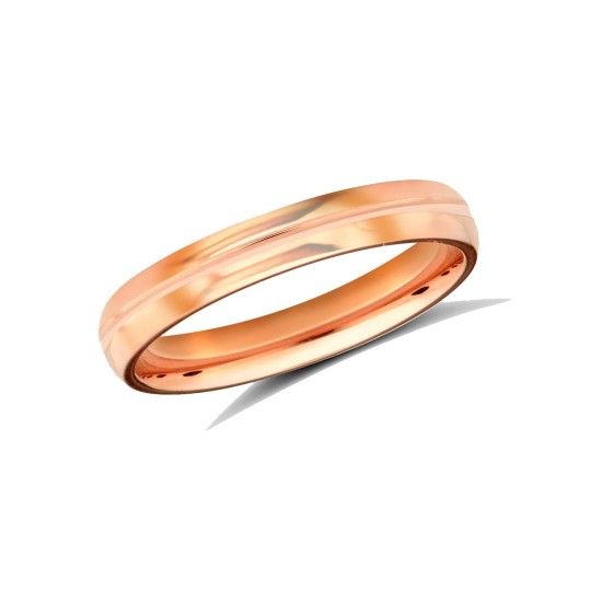 18ct Rose Gold Standard Weight Court Profile Centre Groove Wedding Ring