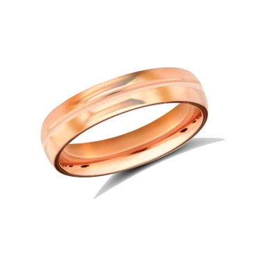 18ct Rose Gold Standard Weight Court Profile Centre Groove Wedding Ring 4mm