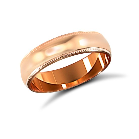 18ct Rose Gold Standard Weight Court Profile Mill Grain Wedding Ring