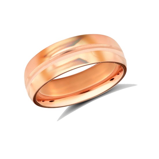18ct Rose Gold Standard Weight Court Profile Centre Groove Wedding Ring