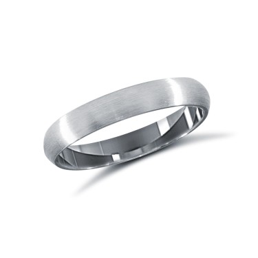 18ct White Gold Standard Weight Court Profile Satin Wedding Ring 3mm