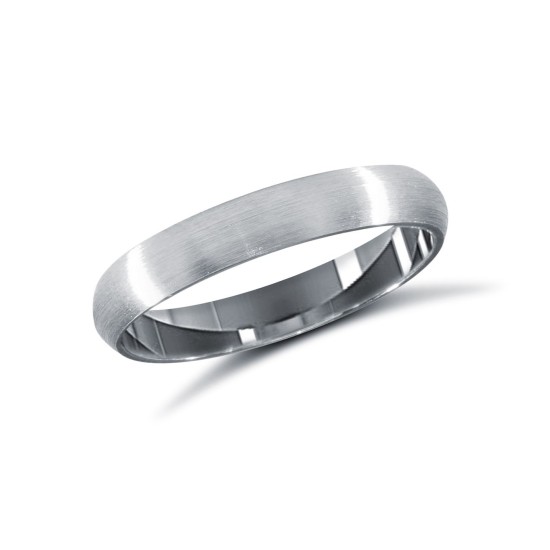 18ct White Gold Standard Weight Court Profile Satin Wedding Ring