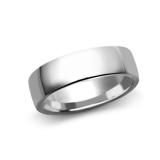 18ct White Gold Standard Weight Court Profile Mirror Finish Wedding Ring