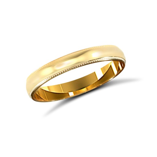 18ct Yellow Gold Standard Weight Court Profile Mill Grain Wedding Ring