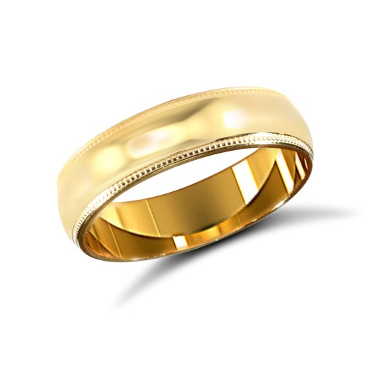 18ct Yellow Gold Standard Weight Court Profile Mill Grain Wedding Ring