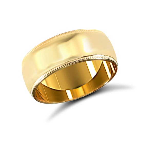 18ct Yellow Gold Standard Weight Court Profile Mill Grain Wedding Ring