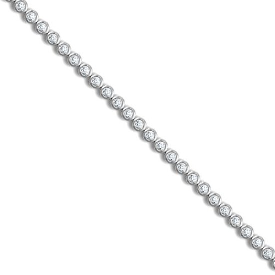 18ct White Gold 3.00ct Rub-over Dia Line Bracelet