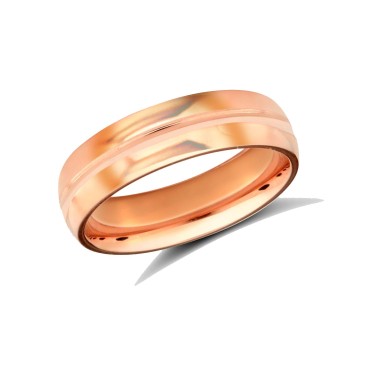 9ct Rose Gold Standard Weight Court Profile Centre Groove Wedding Ring 5mm