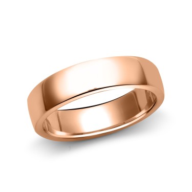 9ct Rose Gold Standard Weight Court Profile Mirror Finish Wedding Ring 6mm