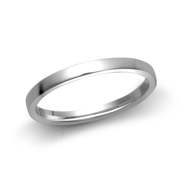 9ct White Gold Standard Weight Court Profile Mirror Finish Wedding Ring 2mm