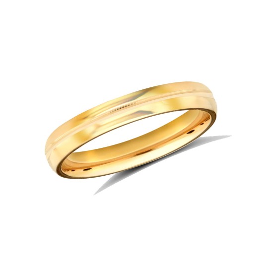 9ct Yellow Gold Standard Weight Court Profile Centre Groove Wedding Ring