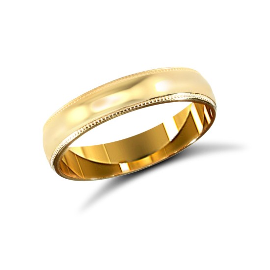 9ct Yellow Gold Standard Weight Court Profile Mill Grain Wedding Ring