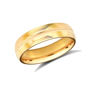 9ct Yellow Gold Standard Weight Court Profile Centre Groove Wedding Ring 5mm