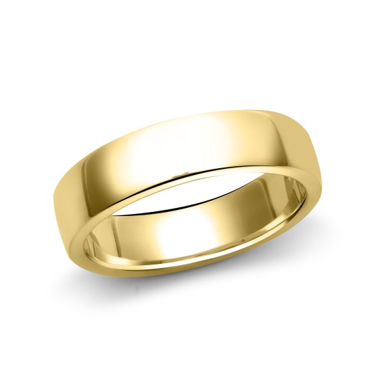 9ct Yellow Gold Standard Weight Court Profile Mirror Finish Wedding Ring