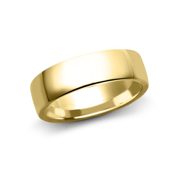 9ct Yellow Gold Standard Weight Court Profile Mirror Finish Wedding Ring