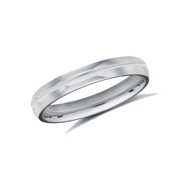 Palladium Standard Weight Court Profile Centre Groove Wedding Ring 3mm