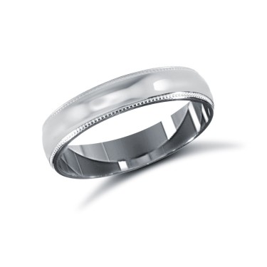Palladium Standard Weight Court Profile Mill Grain Wedding Ring 4mm