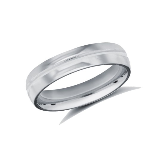 Palladium Standard Weight Court Profile Centre Groove Wedding Ring