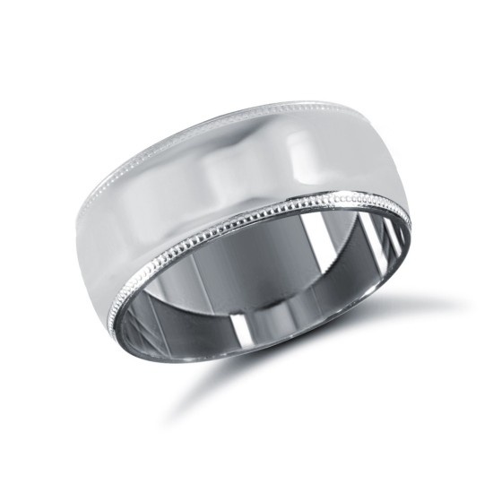 Palladium Standard Weight Court Profile Mill Grain Wedding Ring
