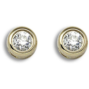 18ct Yellow Gold 35pts Rub over Earrings