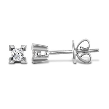 18ct White Gold 1.00ct P.cut 4 Claw Dia Stud Earring
