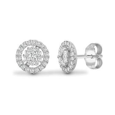 18ct White 0.65ct Diamond Cluster Earrings