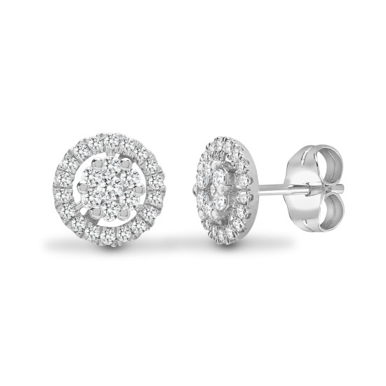 18ct White 0.65ct Diamond Cluster Earrings