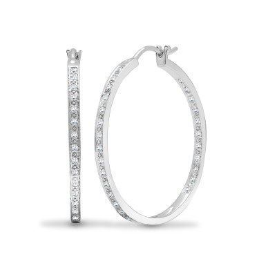 18ct White 0.31ct Diamond Pave Full Set Hoop Earrings