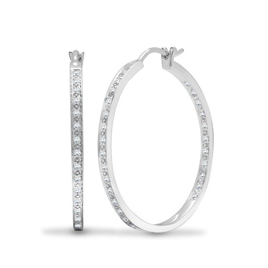 18ct White 0.31ct Diamond Pave Full Set Hoop Earrings