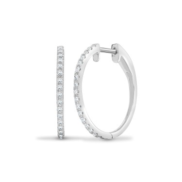 18ct White 0.35ct Diamond Claw Half Set Hoop Earrings