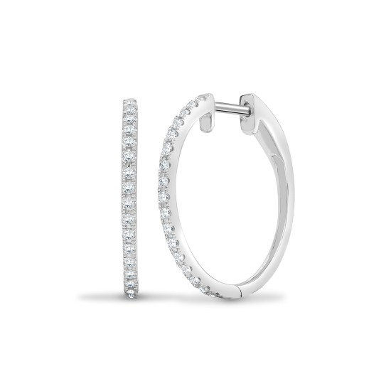 18ct White 0.35ct Diamond Claw Half Set Hoop Earrings