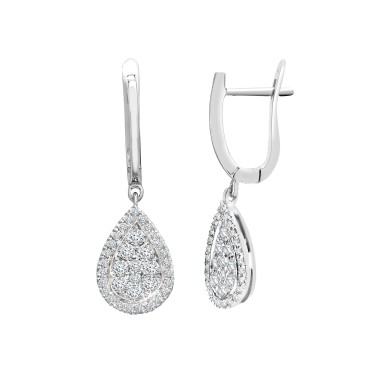 18ct White 0.80ct Dia Cluster Pear Shape Earring
