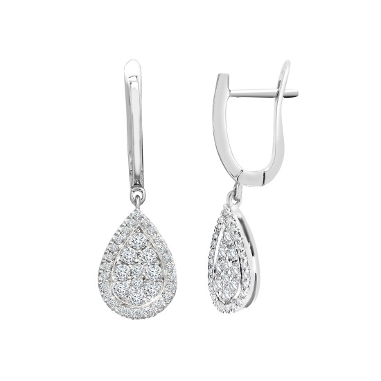 18ct White 0.80ct Dia Cluster Pear Shape Earring