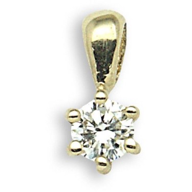 18ct Yellow Gold 15pts 6 Claw Diamond Solitaire Pendant