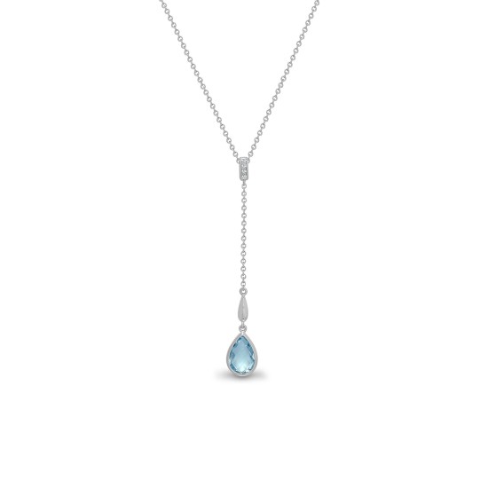 18ct White Gold Diamond And Blue Topaz Necklace