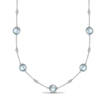 18ct White Gold Diamond And Blue Topaz Necklace