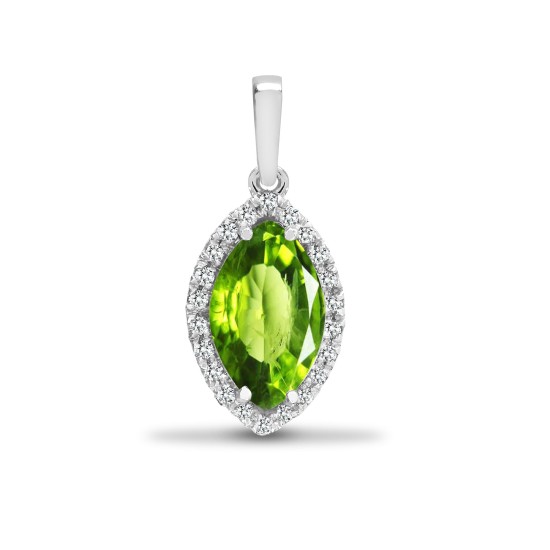 18ct White Gold Diamond And Peridot Pendant