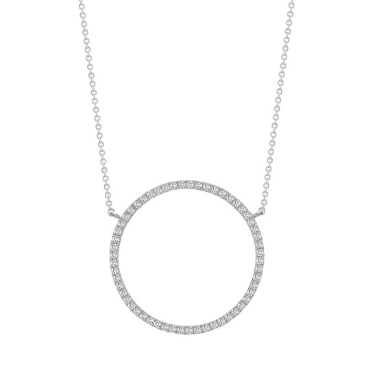 18ct White 0.32ct Diamond Circle Pendant - 18 Chain included