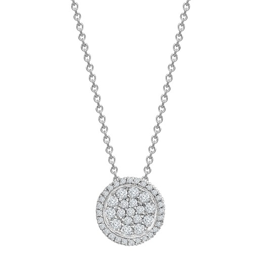 18ct White 0.55ct Dia Cluster Circle Slider Pendant