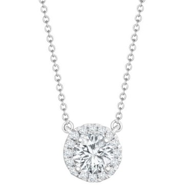18ct White Gold 0.20ct Diamond Halo Pendant with 16