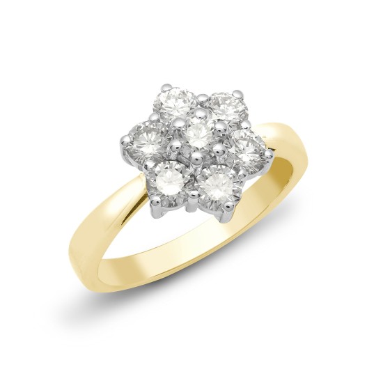 18ct Yellow/White 2.00ct Diamond 7 Stone Cluster Ring